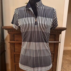 Navy and White Striped Women's Golf Top